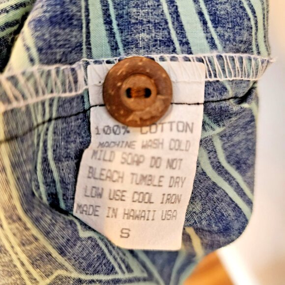 Hilo Hattie Hawaiian Shirt Men’s S Cotton Palm Leaf Blue Made in Hawaii - Picture 7 of 7